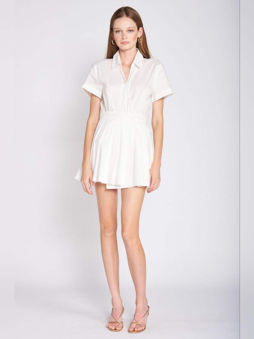 En Saison Noemi Romper Wrap Dress in White - Picture 2 of 14